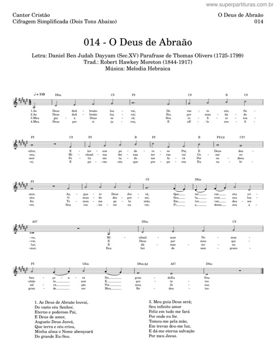 Partitura da música O Deus De Abraão v.5