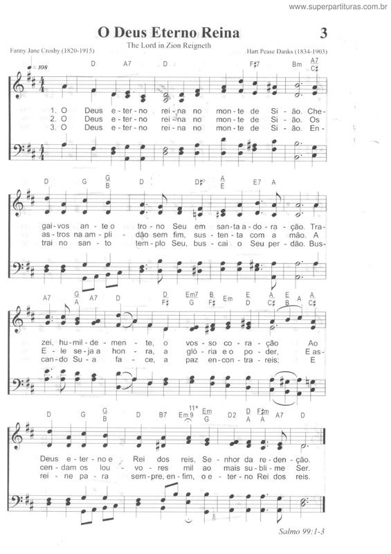 Partitura da música O Deus Eterno Reina