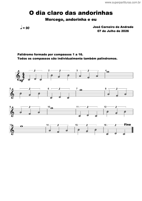 Partitura da música O Dia Claro Das Andorinhas