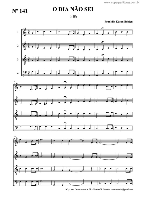 Partitura da música O Dia Não Sei