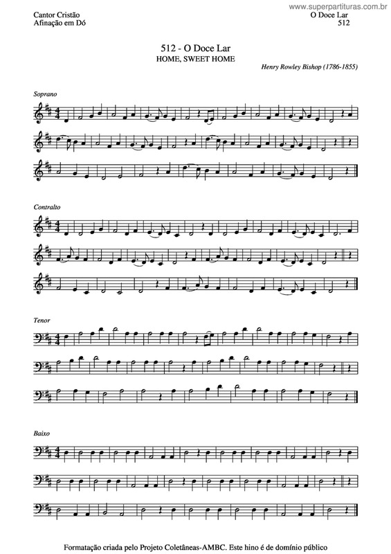 Partitura da música O Doce Lar v.2