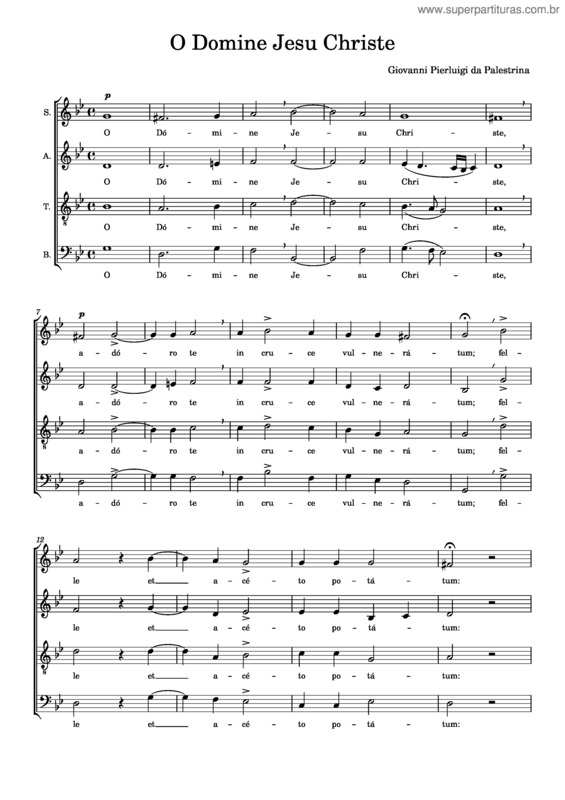 Partitura da música O Domine Jesu Christe