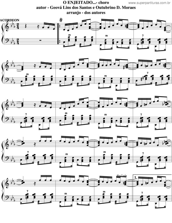 Partitura da música O Enjeitado v.3