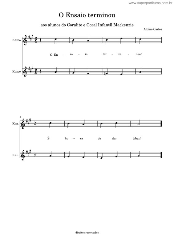 Partitura da música O Ensaio Terminou