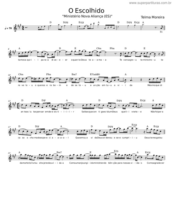 Partitura da música O Escolhido v.2