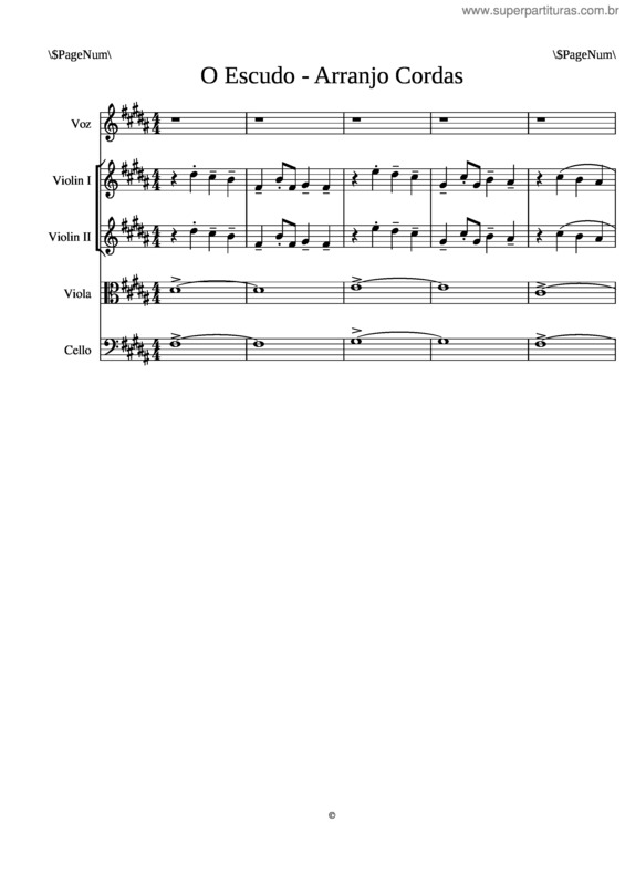 Partitura da música O Escudo Grade – Cordas Brasília