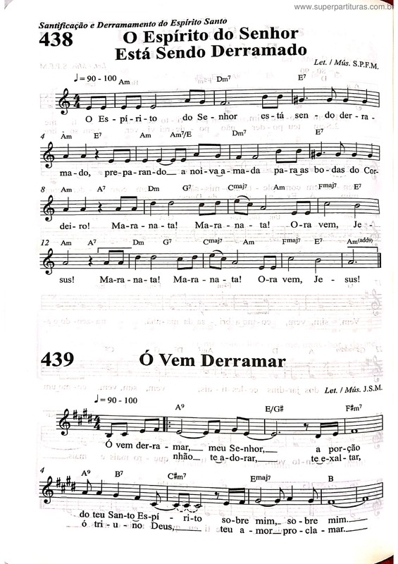 Partitura da música O Espírito Do Senhor Está Sendo Derramado