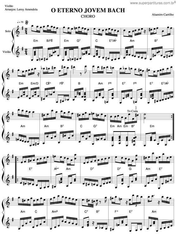 Partitura da música O Eterno Jovem Bach