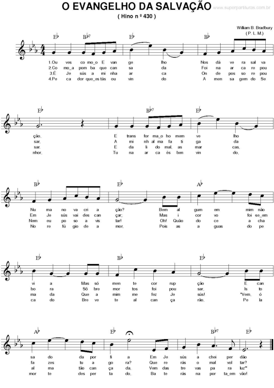 Partitura da música O evangelho da salvação ( hino 430)