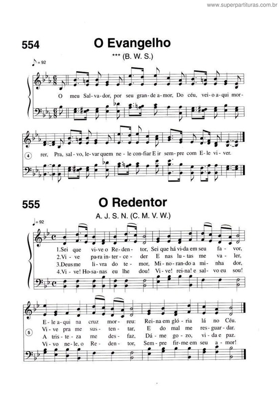 Partitura da música O Evangelho E O Redentor