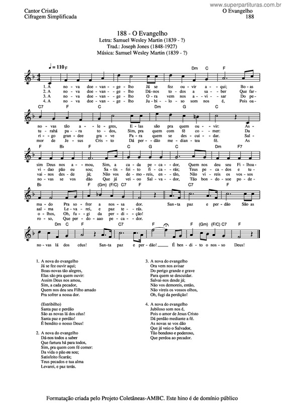 Partitura da música O Evangelho