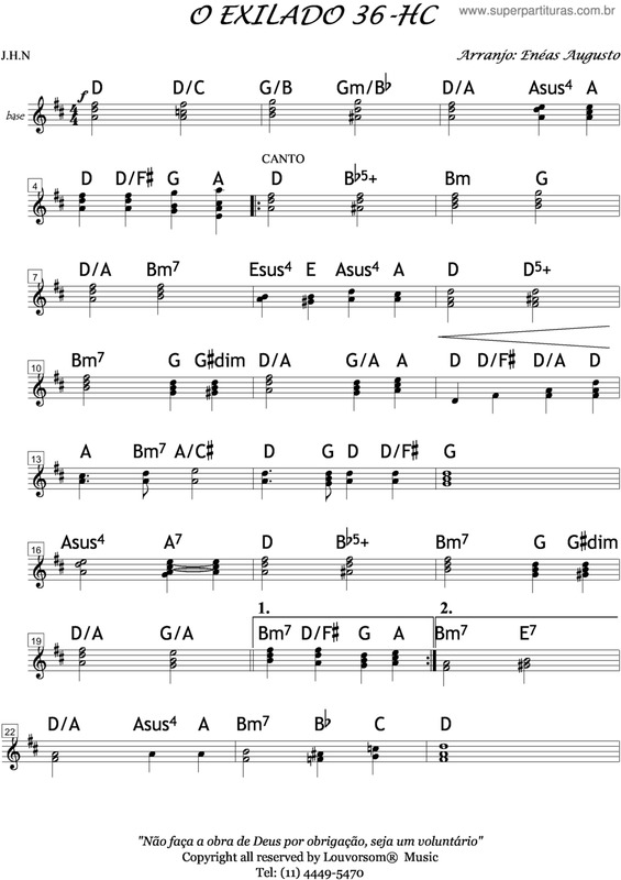 Partitura da música O Exilado - 36 HC v.3