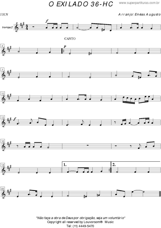 Partitura da música O Exilado - 36 HC v.31