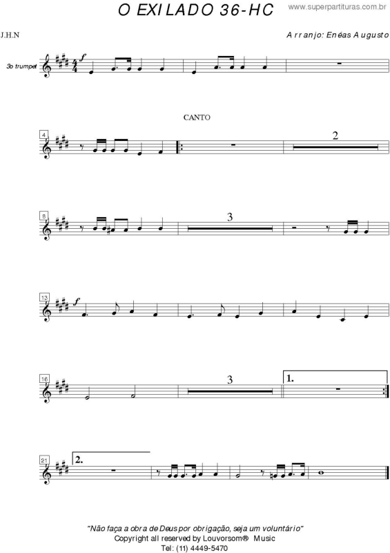 Partitura da música O Exilado - 36 HC v.36