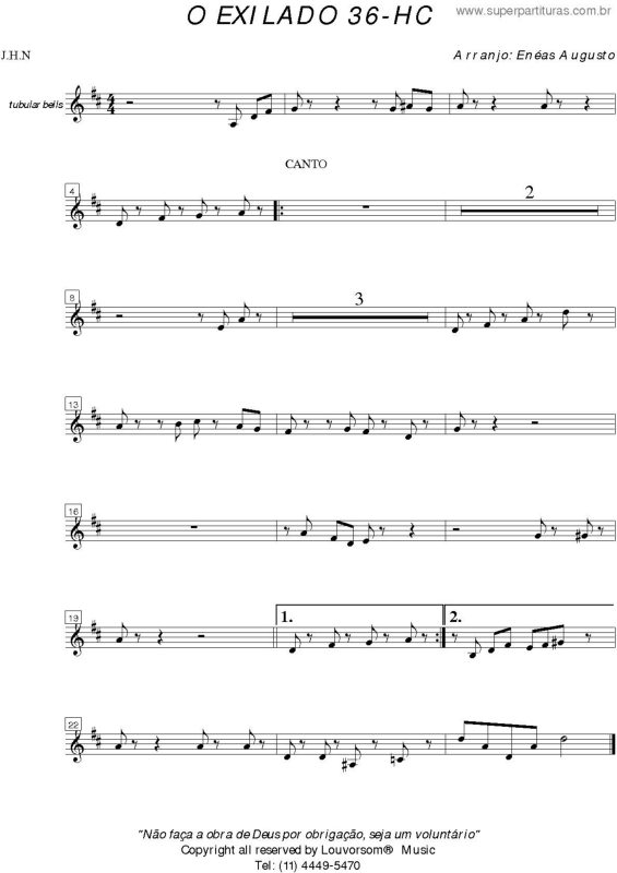 Partitura da música O Exilado - 36 HC v.44