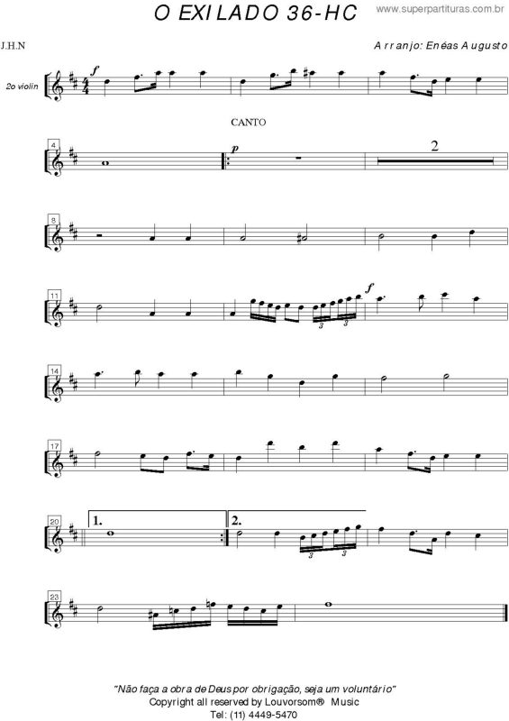 Partitura da música O Exilado - 36 HC v.46