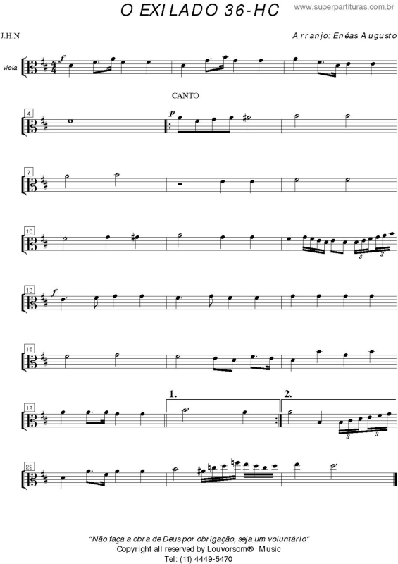 Partitura da música O Exilado - 36 HC v.47