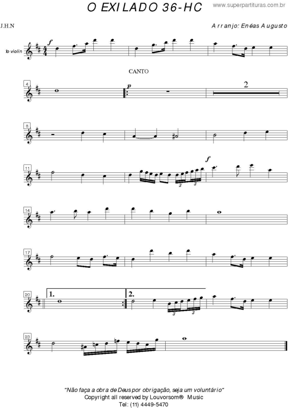 Partitura da música O Exilado - 36 HC v.49