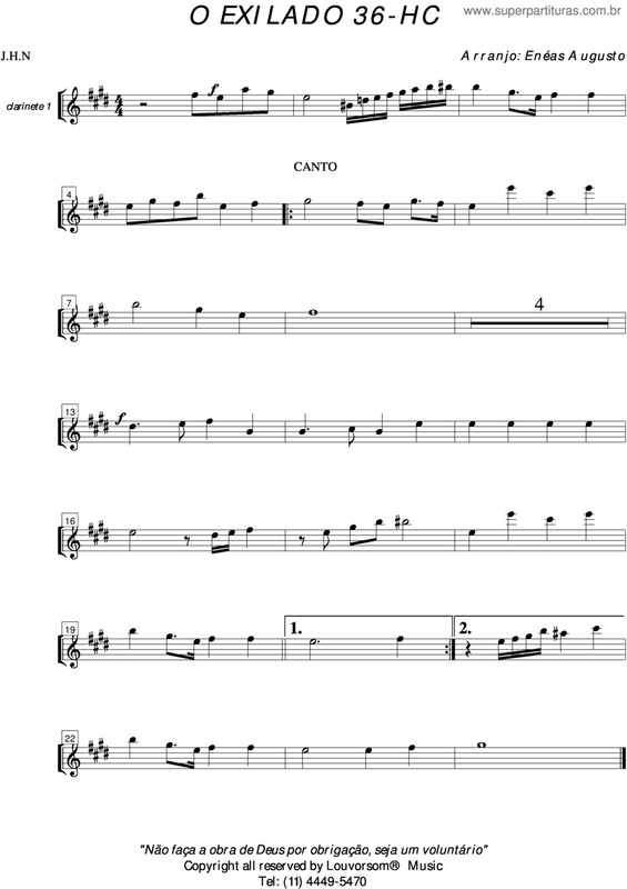 Partitura da música O Exilado - 36 HC v.5