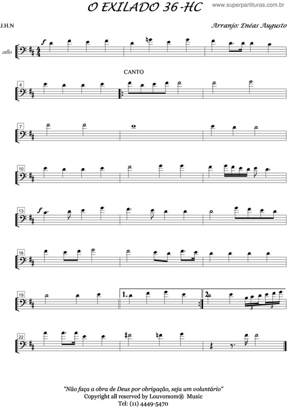 Partitura da música O Exilado - 36 HC v.6