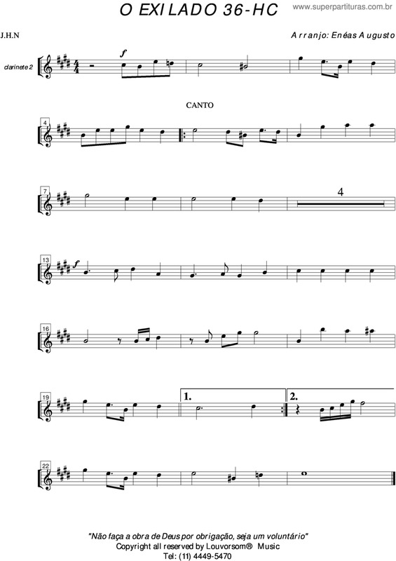 Partitura da música O Exilado - 36 HC v.7