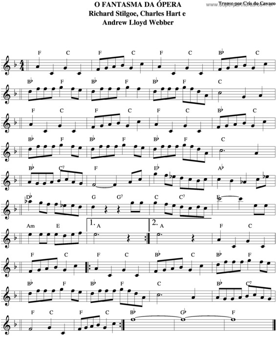 Partitura da música O Fantasma Da Ópera v.2