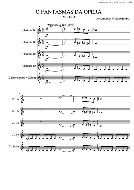 Partitura da música O Fantasmas Da Opera