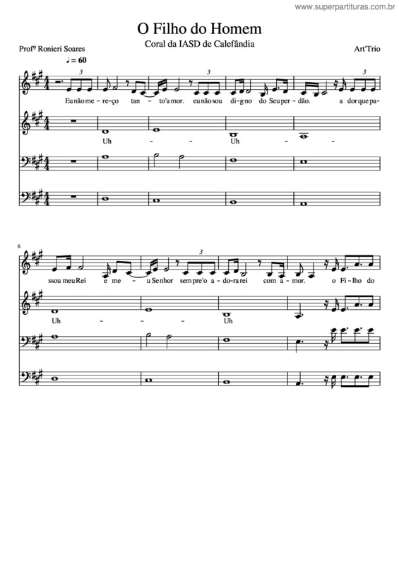 Partitura da música O Filho Do Homem Coral Iasd