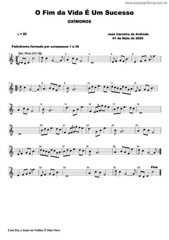 Partitura da música O Fim Da Vida É Um Sucesso