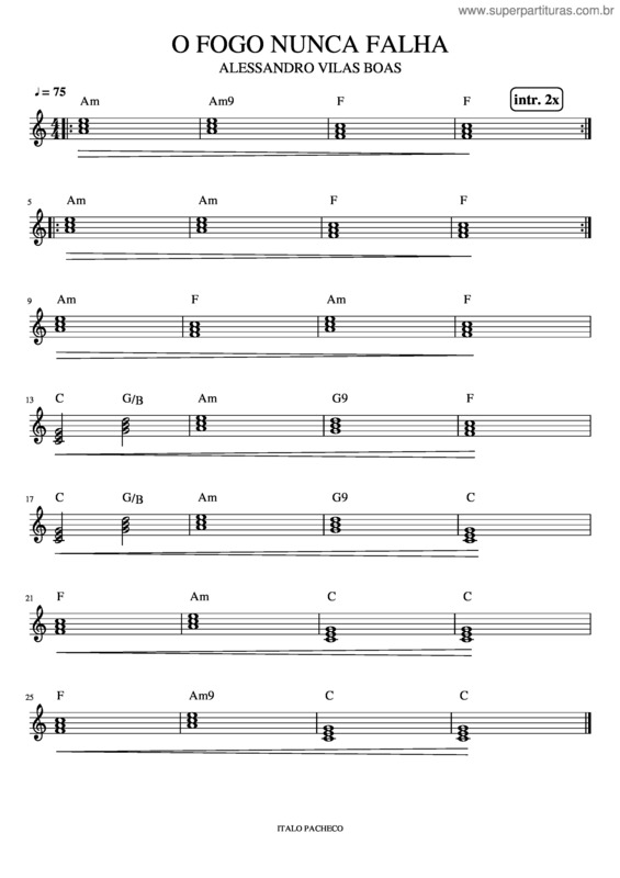 Partitura da música O Fogo Nunca Falha