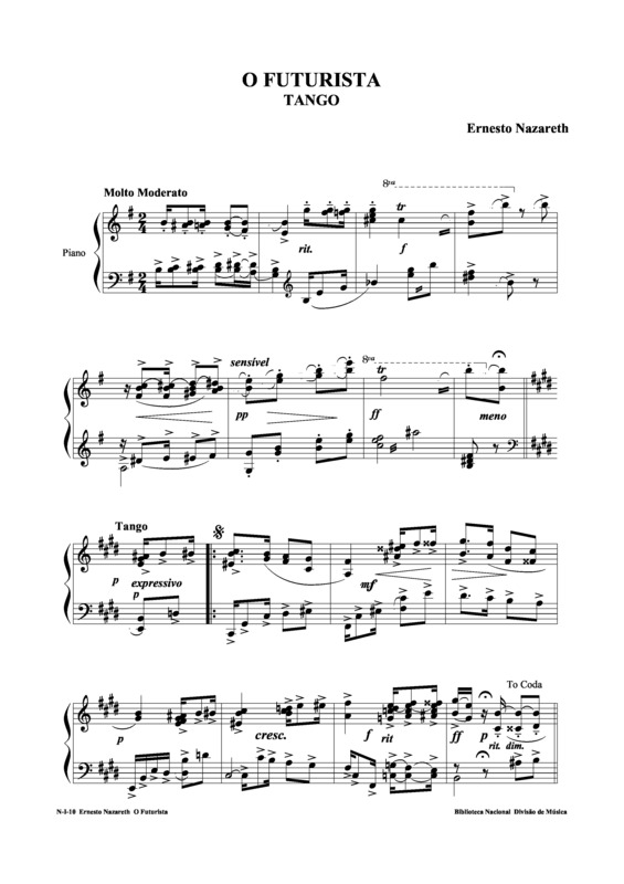 Partitura da música O Futurista v.2