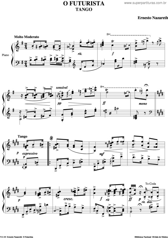Partitura da música O Futurista
