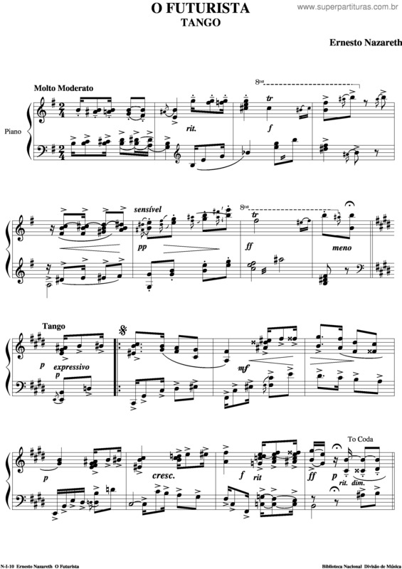 Partitura da música O Futurista