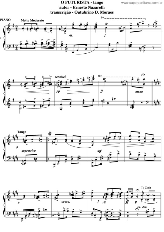 Partitura da música O Futuristas