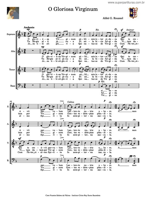 Partitura da música O Gloriosa Virginum – Abbé Gaston Roussel