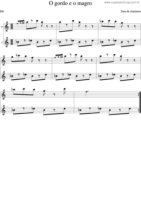 Partitura da música O Gordo E O Magro