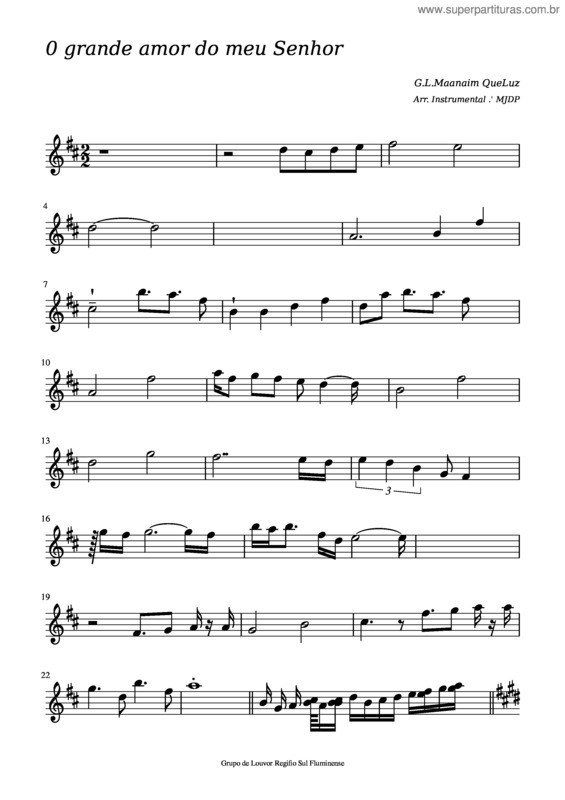 Partitura da música O Grande Amor Do Meu Senhor v.6
