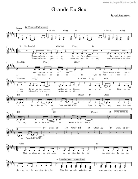 Partitura da música O Grande Eu Sou – Jared Anderson