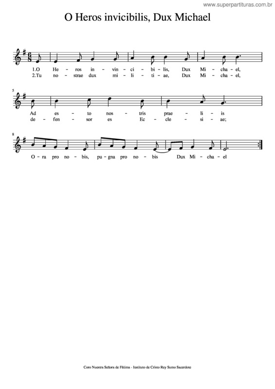 Partitura da música O Heros Invicibilis, Dux Michael