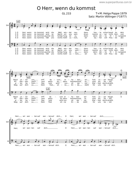 Partitura da música O Herr, Wenn Du Kommst – Helga Poppe