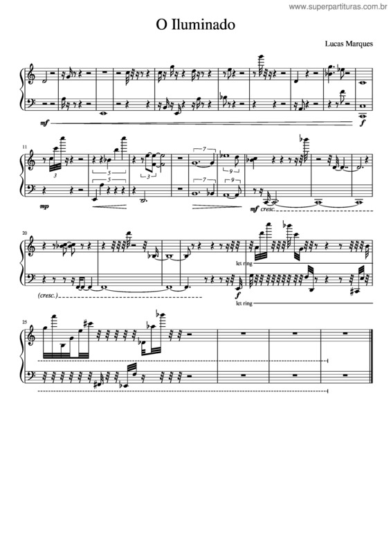 Partitura da música O Iluminado –  Lucas Marques