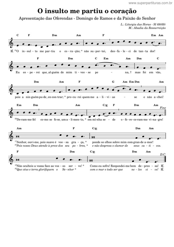 Partitura da música O Insulto Me Partiu O Coração