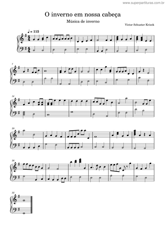 Partitura da música O Inverno Em Nossa Cabeça