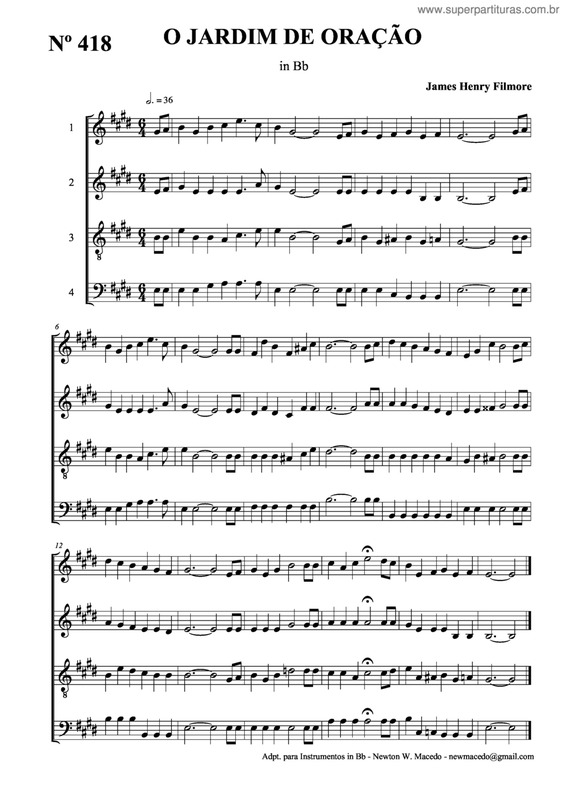 Partitura da música O Jardim De Oração v.2