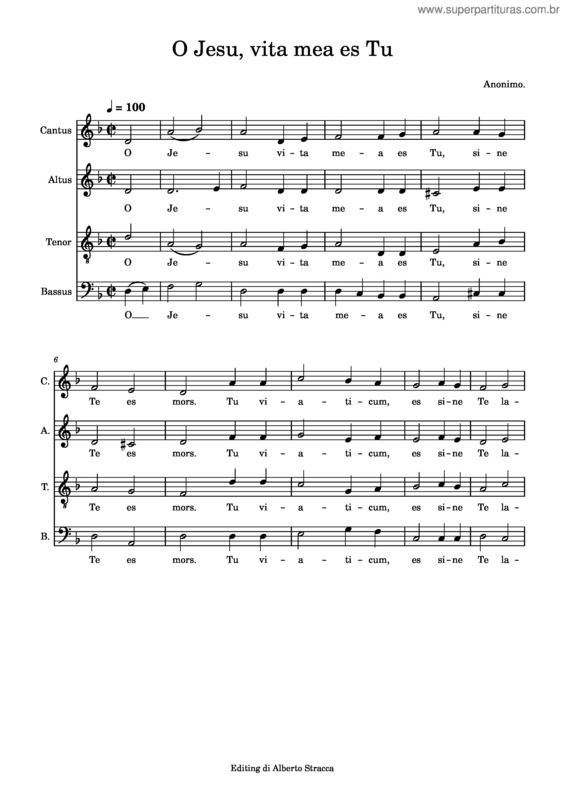 Partitura da música O Jesu, Vita Mea Es Tu