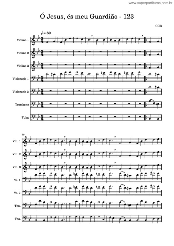 Partitura da música Ó Jesus, És Meu Guardião – 123