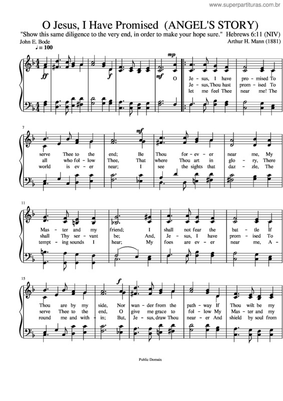 Partitura da música O Jesus, I Have Promised v.2