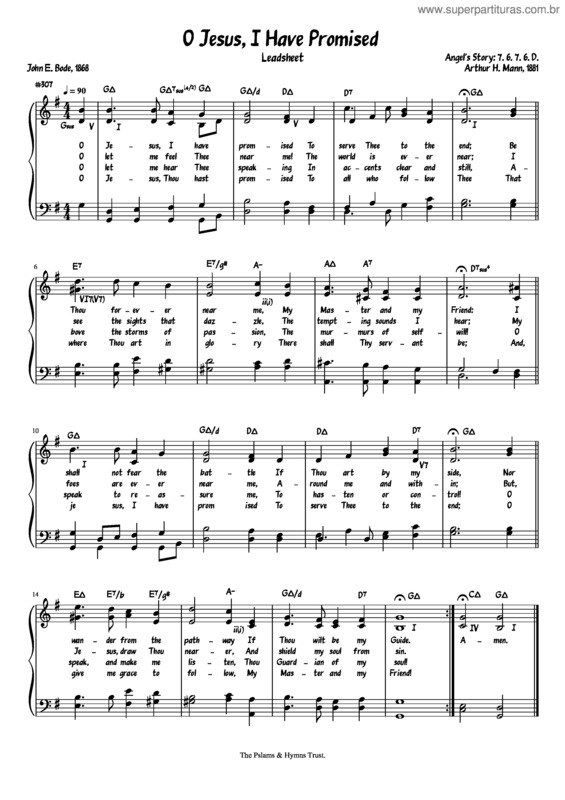 Partitura da música O Jesus, I Have Promised