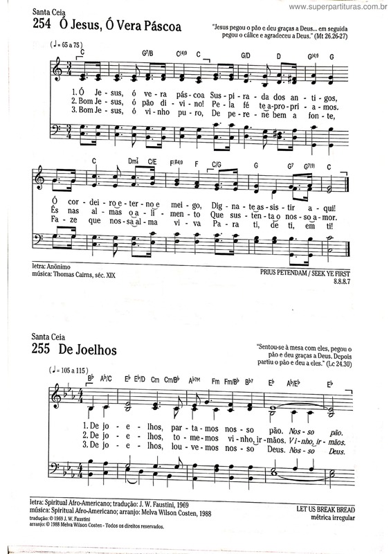 Partitura da música Ó Jesus, Ó Vera Pascoa