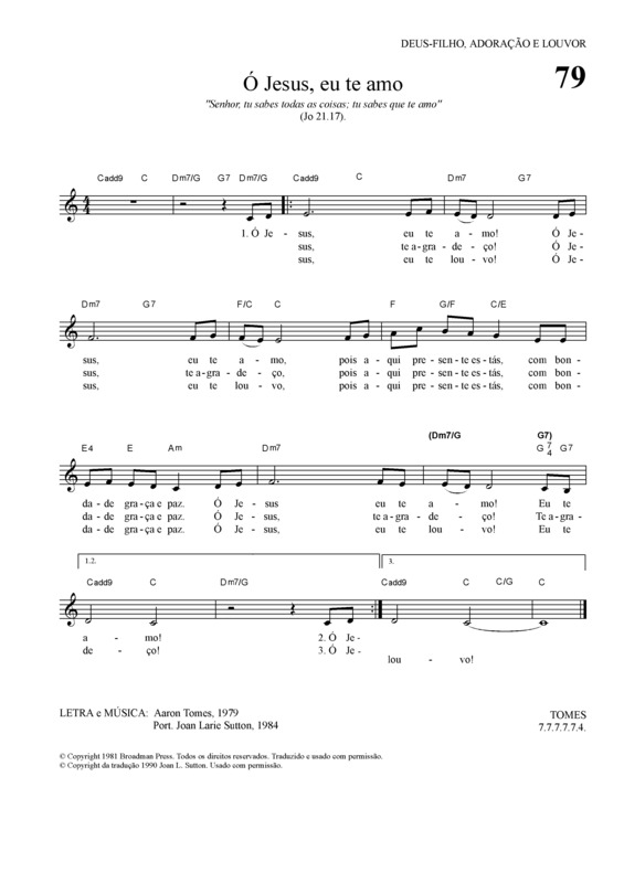 Partitura da música Ó Jesus Eu Te Amo